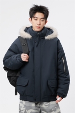 自家图有视频复古加绒毛领外套棉衣新款连帽派克棉服M2572p95，男装棉衣，电商D315