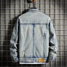 jk025-p85-限价128网格牛仔夹克肥仔秋款量足印花大码，男装夹克，星座103A
