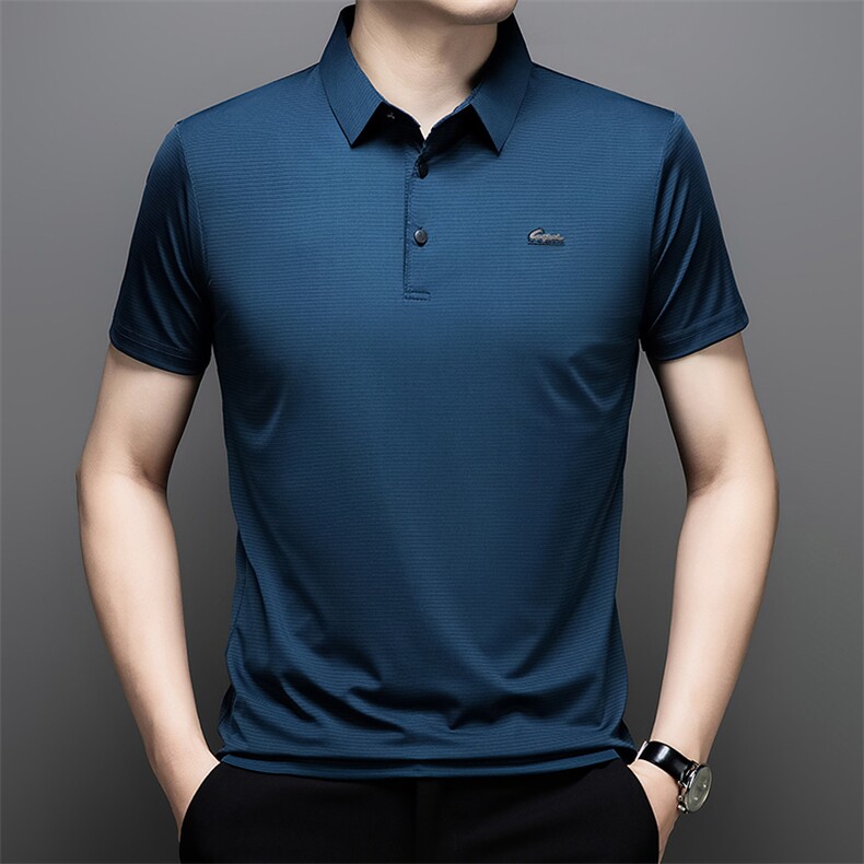夏季男士短袖polo衫中青年休闲宽松翻领冰丝薄款T恤QSD1259-P40,男装Polo衫,星座1105-3