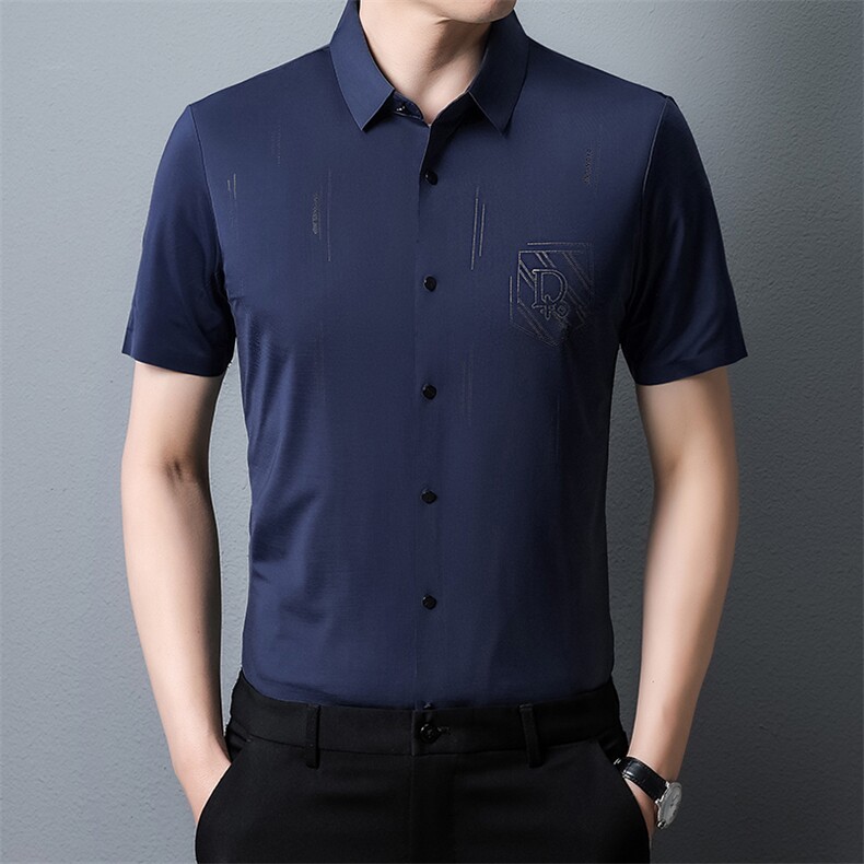 PAF3302钱塘2020-3夏季新款男士无痕高品质短袖衬衫薄款衬衣P44,男装衬衫,钱塘207-3