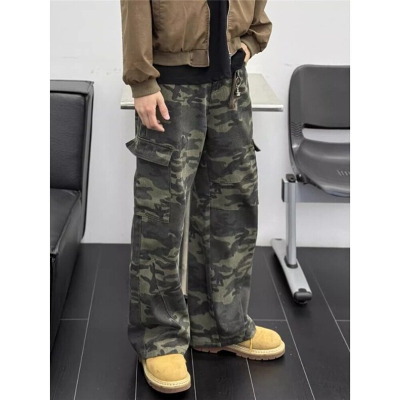 迷彩工装牛仔裤男美式机能风宽松休闲水洗痞帅直筒裤ND782,男装牛仔裤,星座1116A（原606A-3）