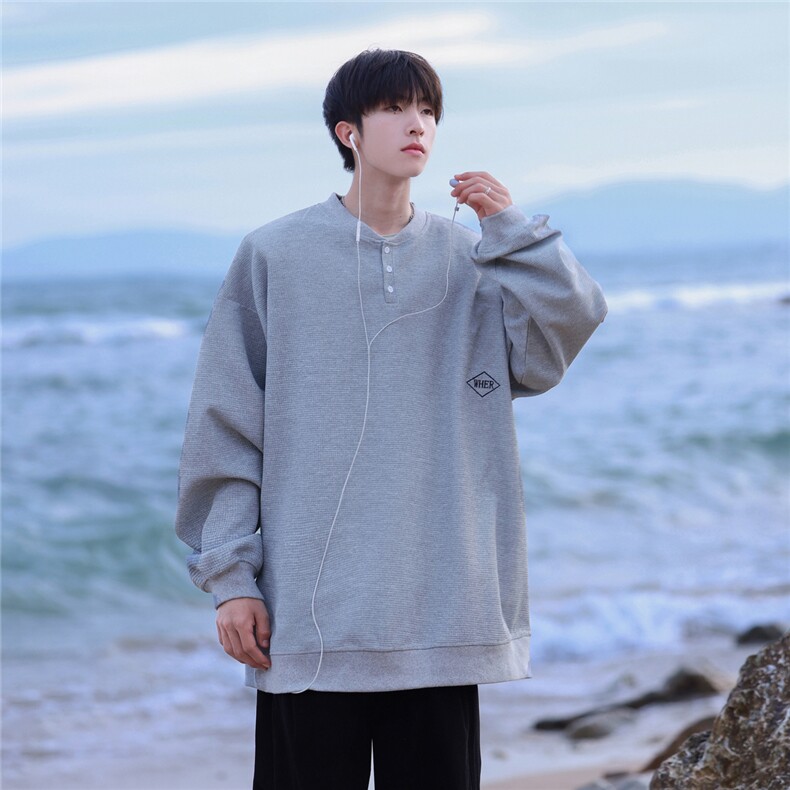 港风外景秋装新款亨利扣字母绣花卫衣外套男潮牌D321P48，女装短外套，电商A335-1（原A458）