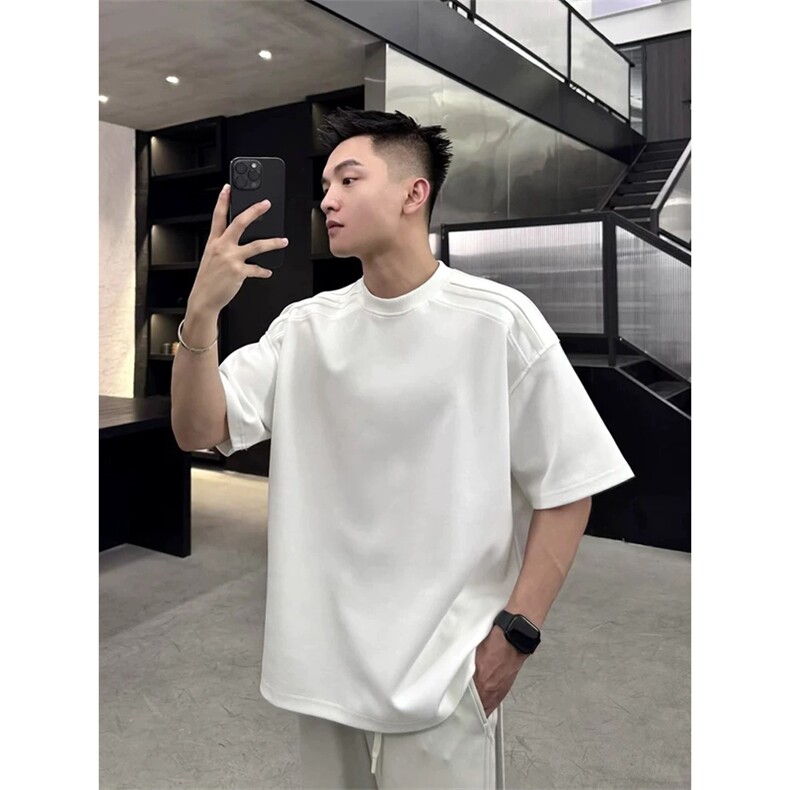 网图有货22号穿搭260g纯色重磅廓形宽松简约短袖T恤男A515-P30，男装T恤，星座1505