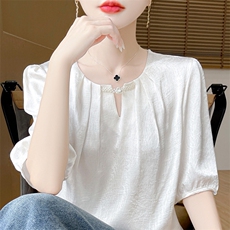 正品撤柜剪标短袖奢华夏季新款衬衫上衣宽松，女装针织衫/毛衣，绒宛羊绒