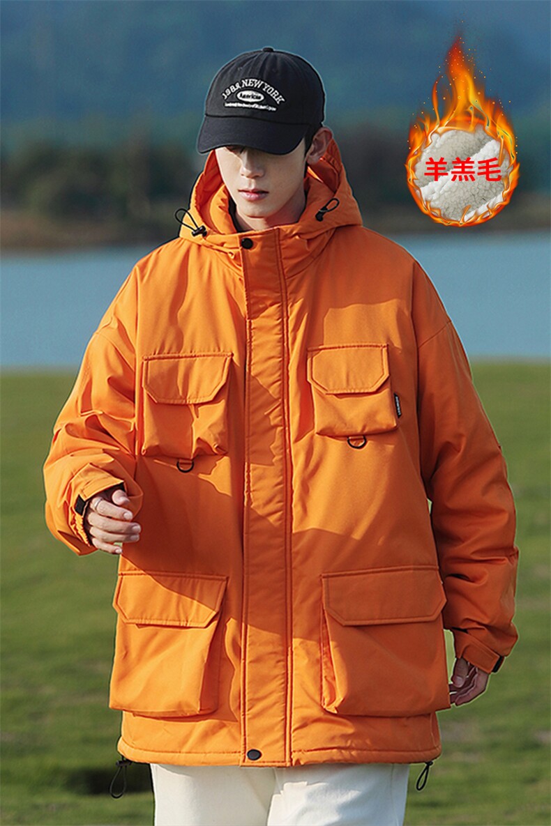 2025冬季新款cityboy大码多口袋羊羔毛棉衣M-5XHM22545-P110,男装棉衣,电商A022