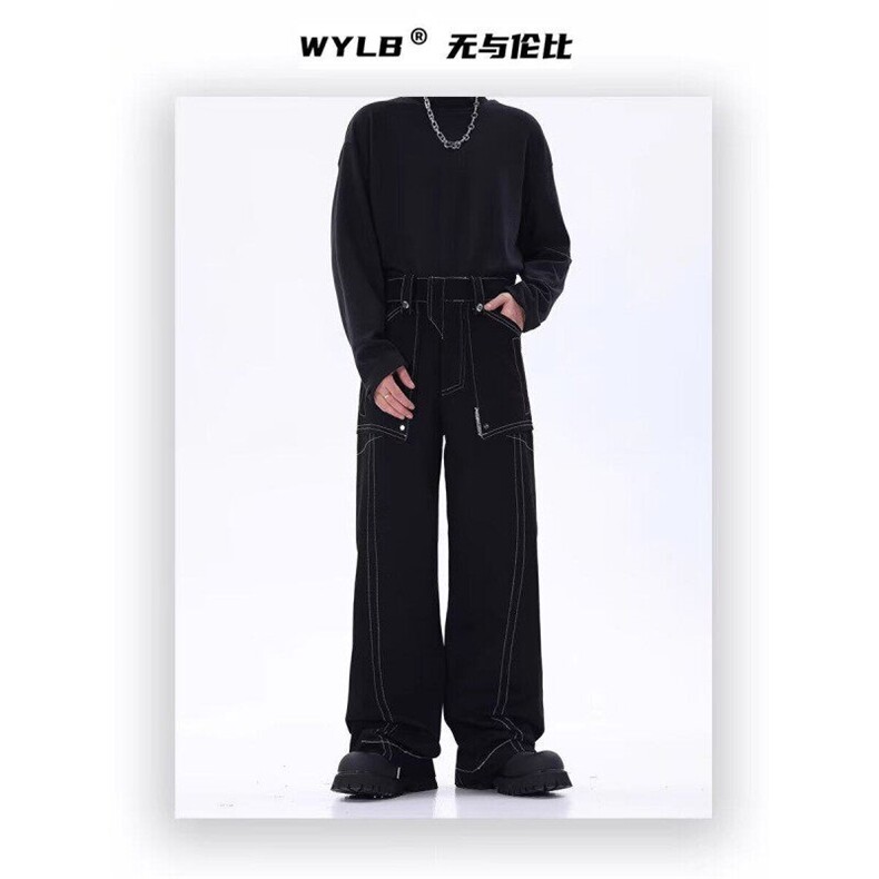 W9676-P68网图现货新款美式复古明线设计直筒牛仔裤,男装牛仔裤,星座1608-2