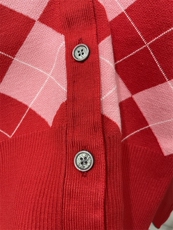 2025年秋季新款菱形格子针织开衫时尚休闲通勤百搭，女装针织衫/毛衣，江杉羊绒