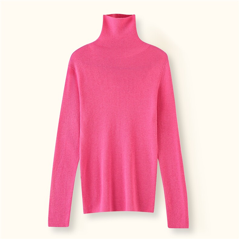 2025年秋季套头高领长袖时尚百搭通勤简约休闲，女装针织衫/毛衣，万禾羊绒