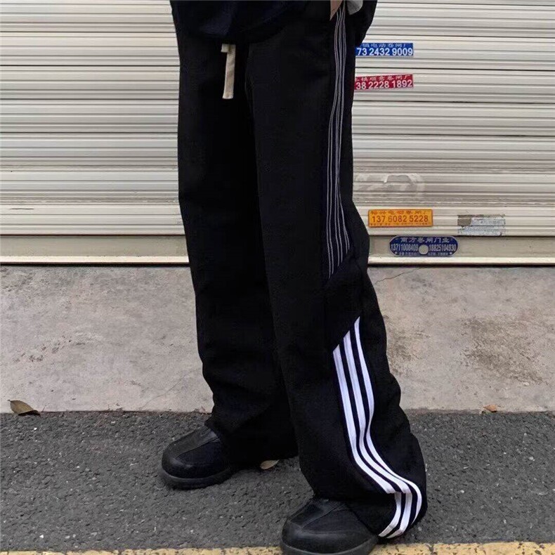 美式三条杠休闲裤男女cleanfit直筒高街休闲运动长裤L71600-p38,女装休闲裤,星座1008