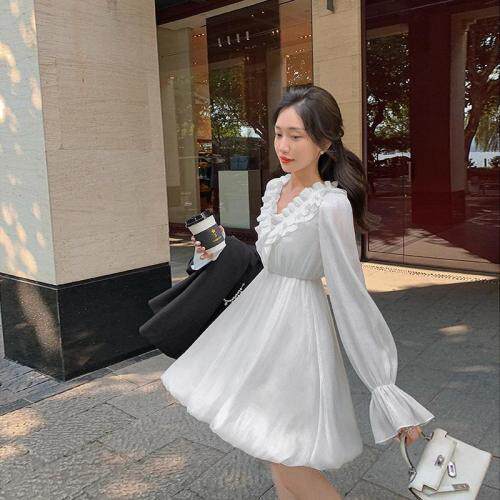 花苞领连衣裙，女装连衣裙，M.W 嫚维