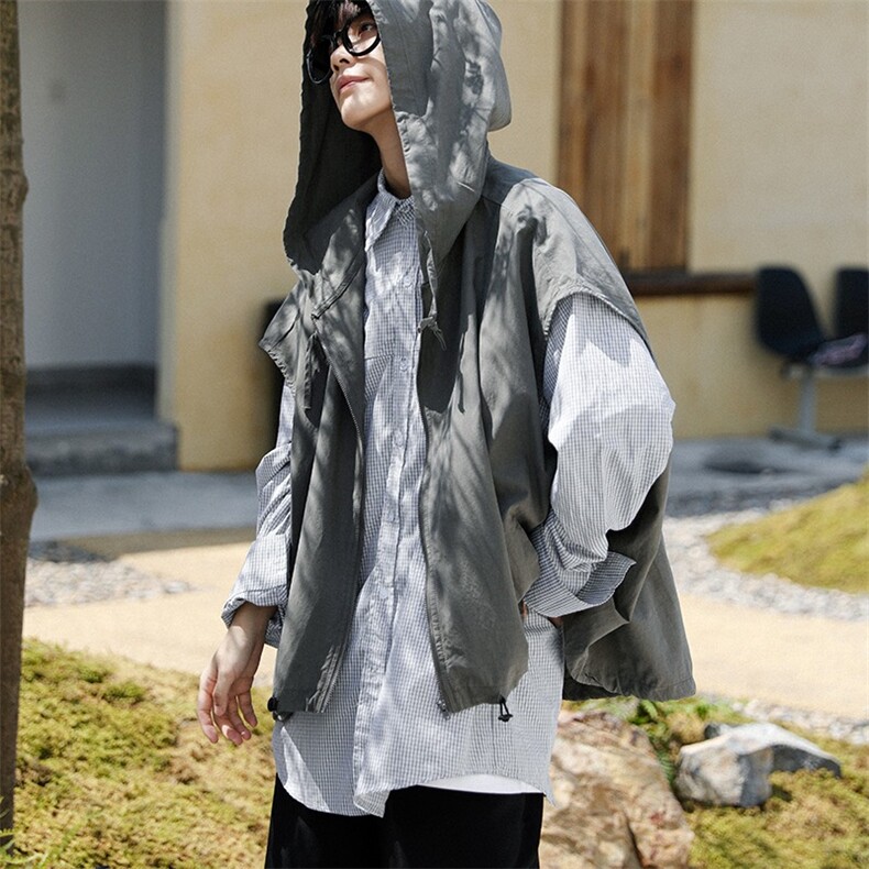 复古夏季新款大码连帽休闲背心潮流马甲春秋夏款宽松外搭马夹,男装背心/马甲,星座410-7