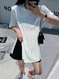 现货 夏季新面料开叉垫肩短袖,其它,AT(2F)