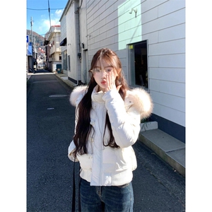 2025冬季小棉袄羽绒棉服外套女新款韩系穿搭小个子大毛领短款棉衣图片