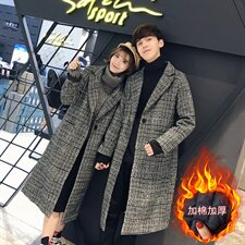 情侣装毛呢大衣加棉加厚格子呢子风衣情侣呢料外套816B-DY01，男装毛呢大衣，星座716A-1（原星座815）