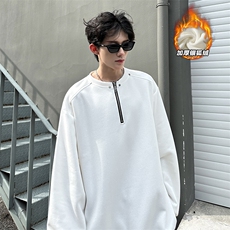 舒适银狐绒450g重磅曼巴棉铆钉半拉链卫衣男W5198J加绒-特P50控98，男装卫衣，电商A001-1