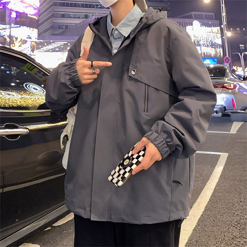 新款连帽冲锋衣夹克男港风潮流宽松休闲外套JK2302-P68图片