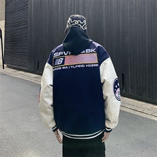 潮牌美式复古学院风棒球服棉服外套男秋冬情侣棉衣M033-P85，男装棉衣，星座308B-2