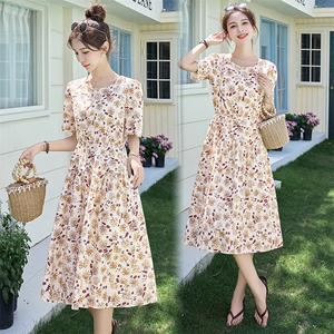 高端名牌纯棉连衣裙女2025年新款夏季国际大牌小个子碎花裙子洋气，女装连衣裙，姿衣坊