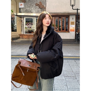 高级拼接毛领花苞派克服巴恩风棉斯男女同款外套M8856