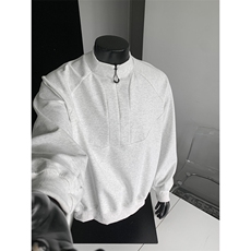W8596P55控88假模高品质曼巴棉360克拼接个性半高拉链卫衣，男装卫衣，电商B205