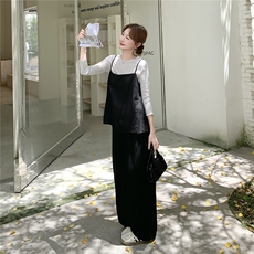 现货2D078-T1936-P195K278面膜T+侧纽扣背心马甲+长裤3件套，女装套装/套裙，2D078
