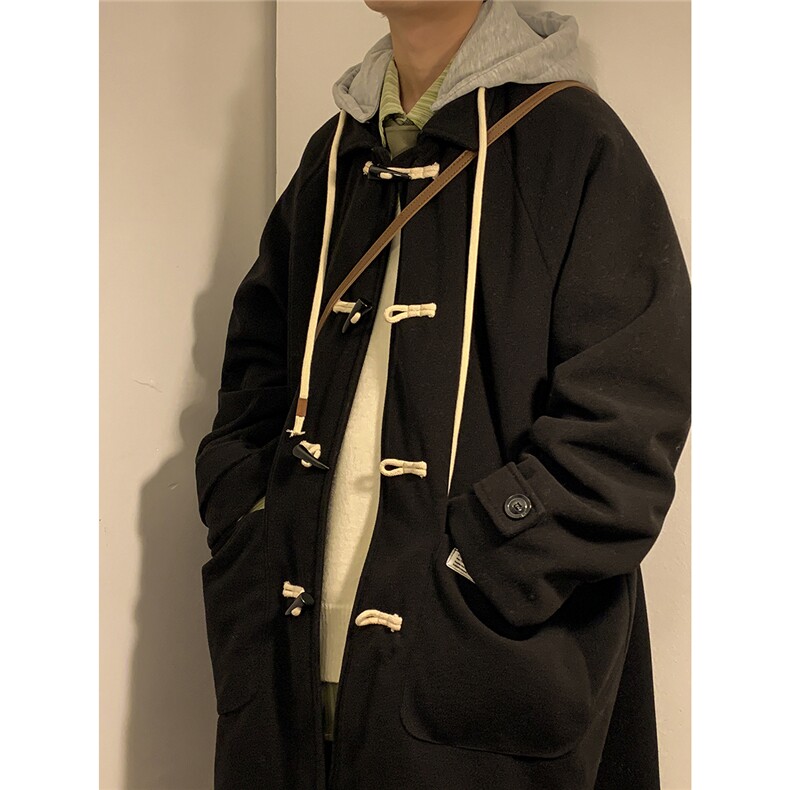 1港风牛角扣加棉呢大衣可拆卸帽大码M-5XL外套男FY8716P138控188，女装短外套，星座226-2