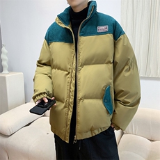 2022棉衣加厚保暖宽松拼接撞色立领美式面包服W6211-P90，男装棉衣，星座512-2