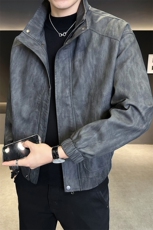 加棉加厚高级感男装皮衣立领宽松潮牌皮夹克C317-H25931-P185，男装夹克，电商C317