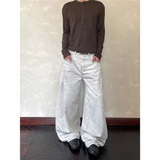 1506-1/KTD-N13591/P64美式压褶立体抓痕阔腿牛仔裤休闲男女同款，男装牛仔裤，星座1506-1