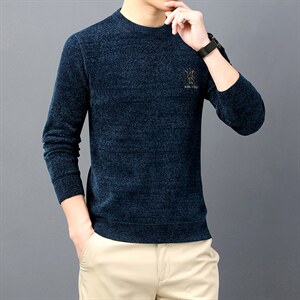 B-N21856冬季新款男士圆领毛衣雪尼尔加绒针织打底衫男装保暖P55,男装针织衫/毛衣,电商B360