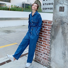 大货已出腰带阔腿连体裤163-1012-P120-控178，女装牛仔裤，拾菱