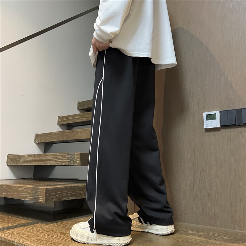 2025港风秋冬装装立体裁剪织带拼接休闲裤K8788/特P35黑色,男装休闲裤,电商A094