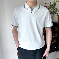 夏季短袖男生翻领短袖polo衫V领简约百搭B9255-P50，男装Polo衫，星座1012-1