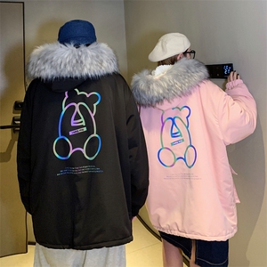 情侣装冬装 小熊反光羊羔毛情侣棉衣外套毛领棉服 G902 P128 男图片