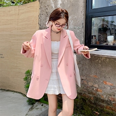 温柔风粉色甜美减龄西服女春季2025新款休闲小个子高级感西装外套，女装短外套，浙宝189