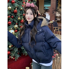 大毛领棉服女冬季新款加厚保暖短款显瘦连帽外套M206，男装棉衣，星座1116A（原606A-3）