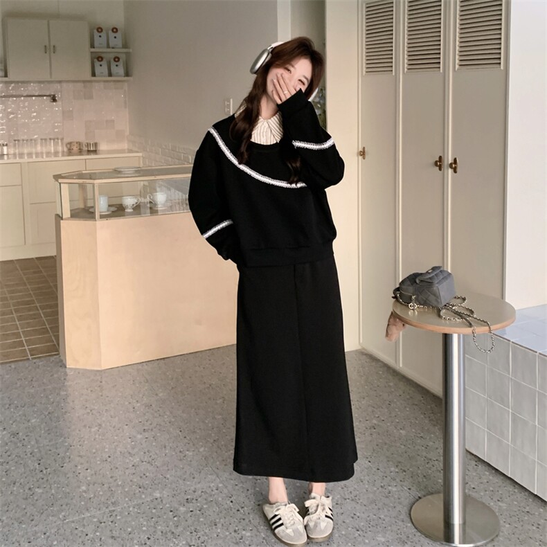 26春新款现-韩系假两件衬衫领卫衣裙套装2610-P170K278,女装套装/套裙,2B190