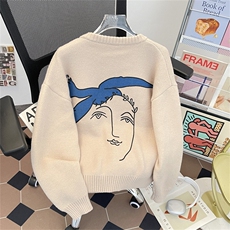 针织衫男女韩版潮流宽松白色和平鸽2025秋冬ins毛衣MZ862-P59，男装针织衫/毛衣，星座412-3