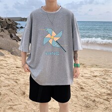 DX17112-P20 纯棉短袖t恤男大码半袖打底衫宽松体恤衫 港风图片