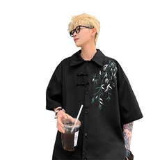 量大优供视频新风竹叶刺绣花冰丝短袖衬衫男XH54-特P33，男装衬衫，电商B367