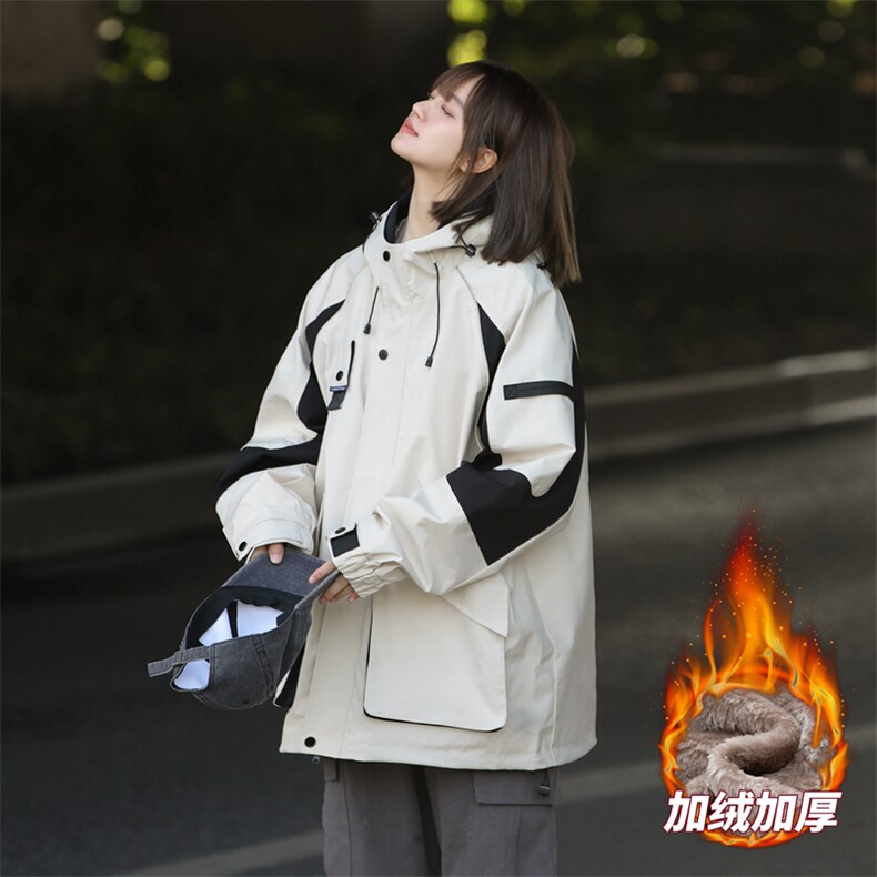 大码加绒加厚拼接冲锋衣夹克男女保暖上衣外套A406A155特P95,男装夹克,星座309（原A406）