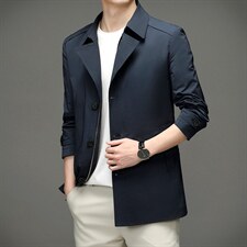 男士风衣2023秋季商务宽松上衣中年休闲翻领时尚百搭男装外套，男装风衣，电商B212（原钱塘6029）