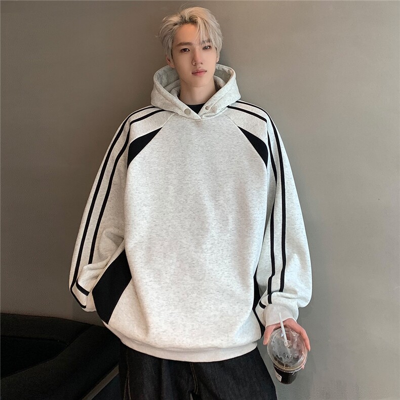 拼接设计连帽卫衣男春秋季宽松潮流帽衫外套w087-p65,男装卫衣,电商C307