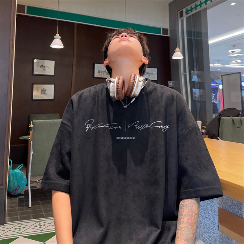 量大优供视频重磅麂皮绒短袖T恤男JPDX210-特P19,男装T恤,电商B367