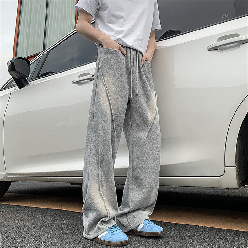 A408-24K2509-P65-X89-M-3XL日系复古休闲直筒水洗喷黑卫裤,男装休闲裤,电商A408