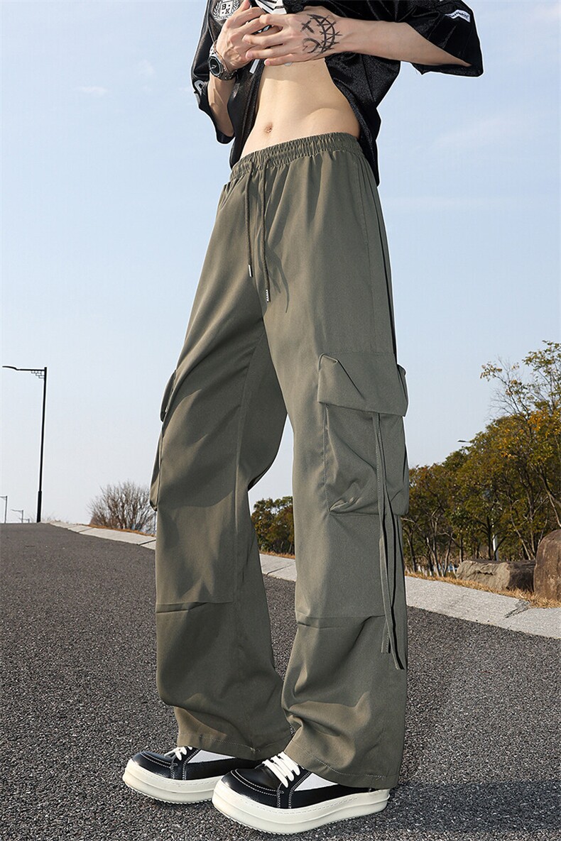 8XL-M工装裤男冰丝垂感降落伞速干休闲阔腿美式运动裤夏K9134P48,男装休闲裤,电商D206-1