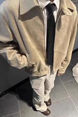 美式复古麂皮绒哈灵顿翻领夹克宽松休闲百搭短款外套JKK20P80，男装夹克，电商D256-2(原A064-2)