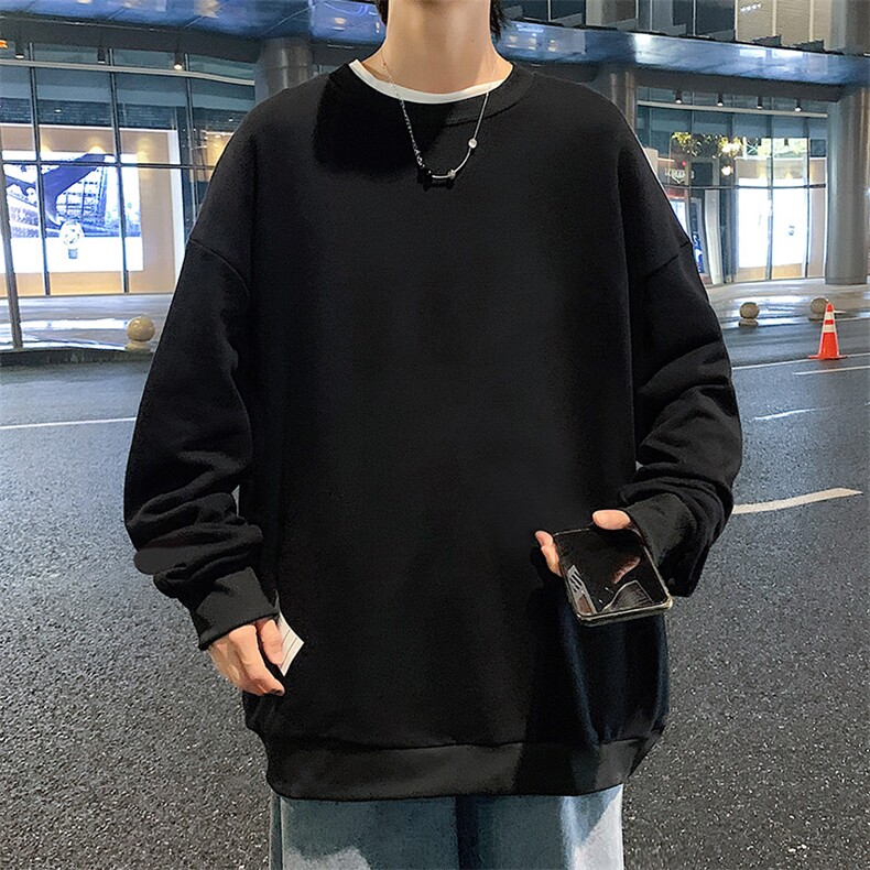 S6099-P28加绒款-P33秋季圆领卫衣男大码韩版宽松长袖外套,男装卫衣,电商A040