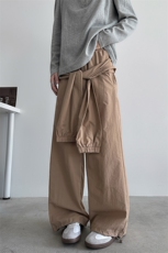 8XL-M休闲裤男美式高街纯色绑带宽松跳舞直筒裤潮K9127P68控98，男装休闲裤，电商D206-1