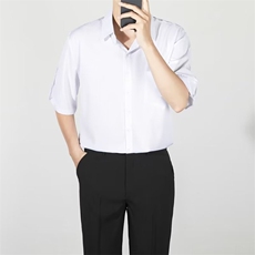 夏季薄款半袖衬衫日系男士冰丝短袖衬衣韩版垂感痞帅上衣Y56，男装T恤，星座1116A-2（原606A-1）